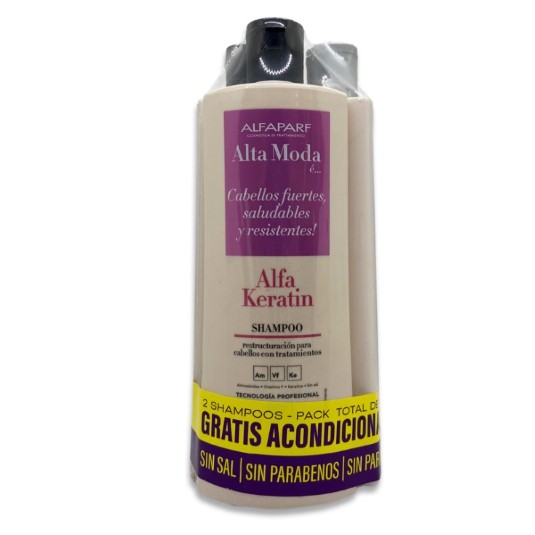 Pack Shampoo+ Acondionador Alfa Keratin Alta Moda 900ML