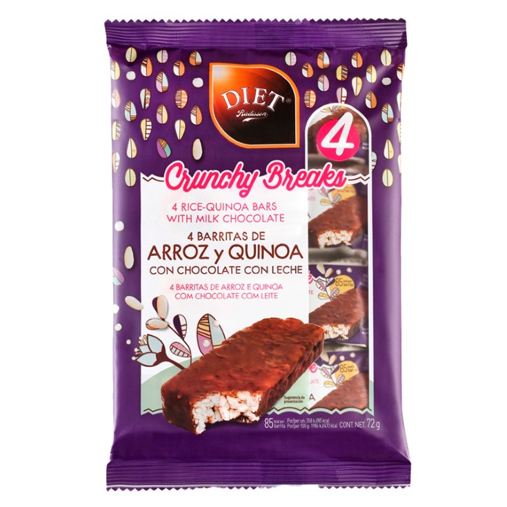 Barritas de arroz y Quinoa con Chocolate Diat 85GR