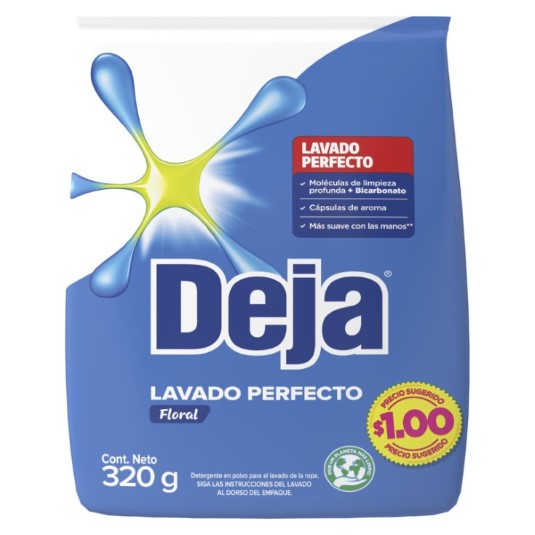 Detergente Deja Polvo Floral Bicarbonato 320 Gr