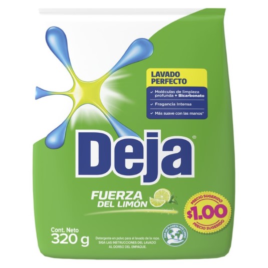 Detergente Deja Polvo Poder Limon 320 Gr