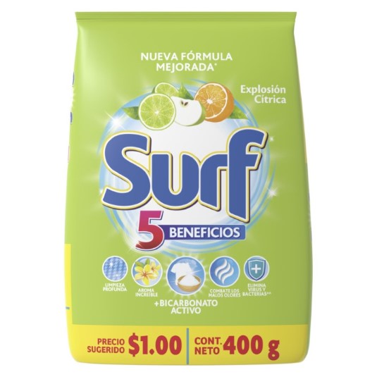 Detergente Surf Polvo Explosion Citrica 400 GrDetergente Sur