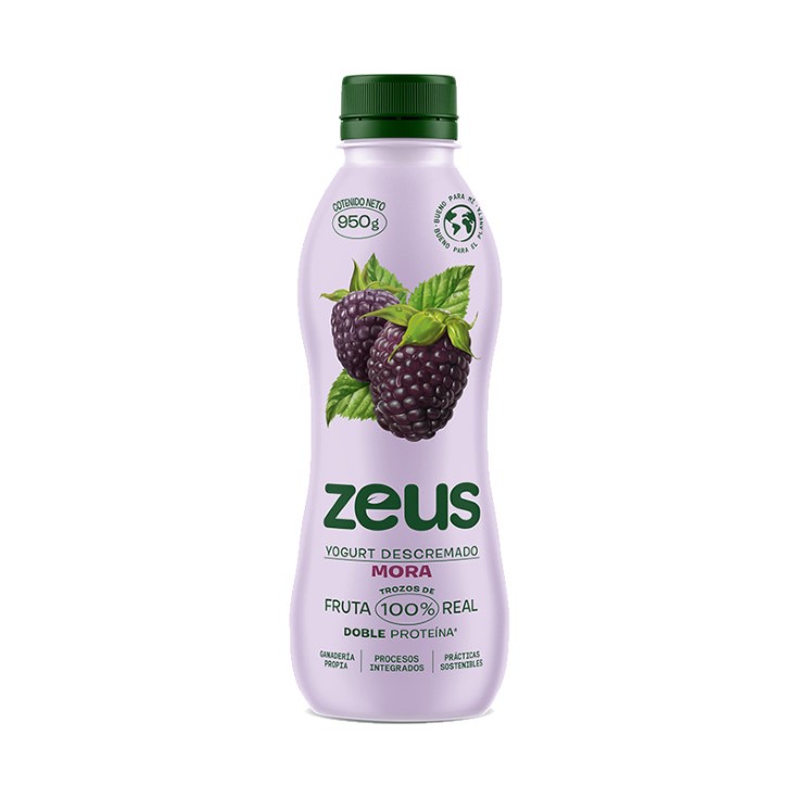Yogurt Zeus Descremado Con Mora Botella 950 Gr