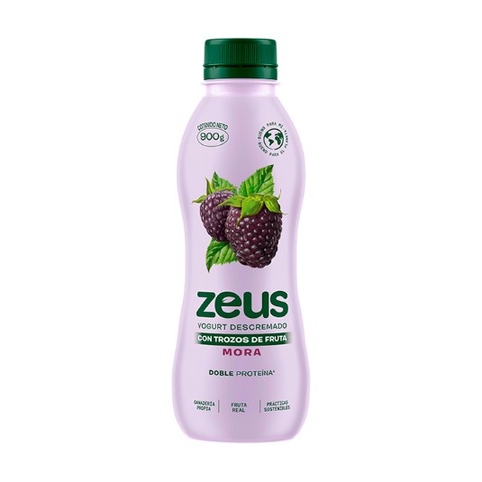 Yogurt Zeus Descremado Con Mora Botella 950 Gr