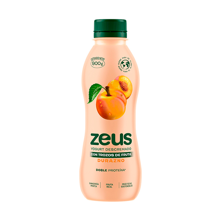 Yogurt Zeus Descremado Con Durazno Botella 950 Gr