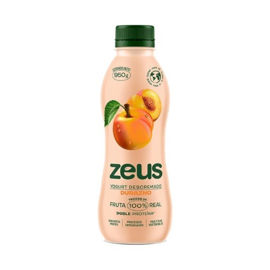 Yogurt Zeus Descremado Con Durazno Botella 950 Gr