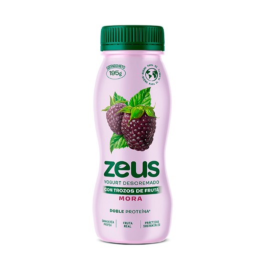 Yogurt Zeus Descremado Con Mora Botella 190 Gr