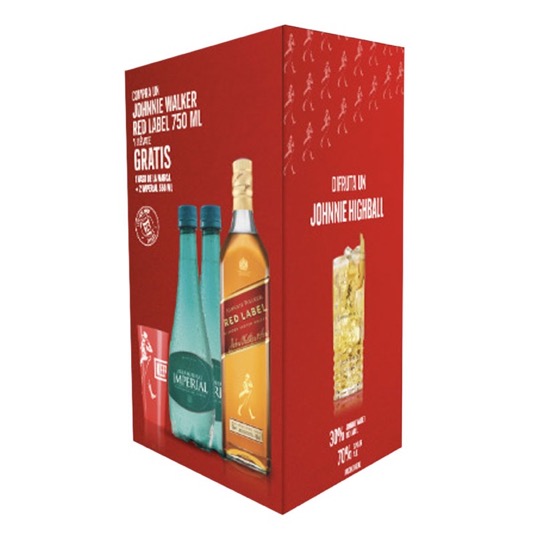 Pack Johnnie Walker Rojo + 2 Imperial + 1 Vaso 750Ml