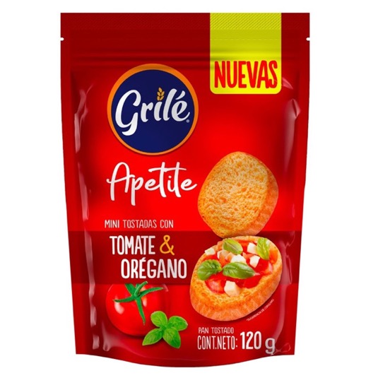 Mini Tostadas Grile Tomate Y Oregano 120 Gr
