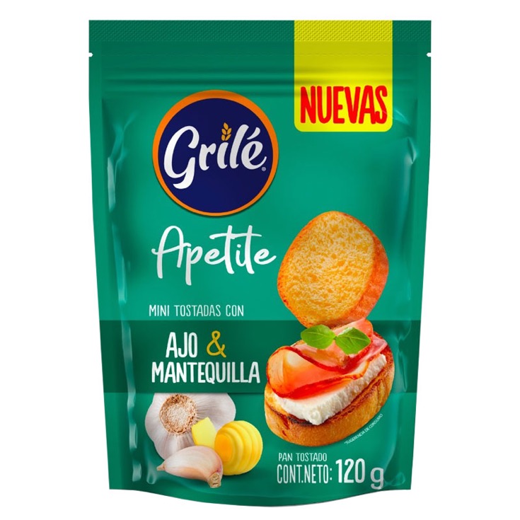 Mini Tostadas Grile Ajo Y Mantequilla 120 Gr