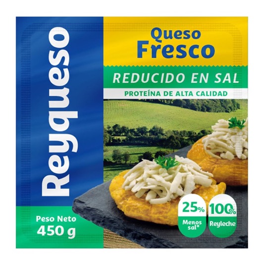 Queso Reyqueso Fresco Reducido En Sal 450 Gr