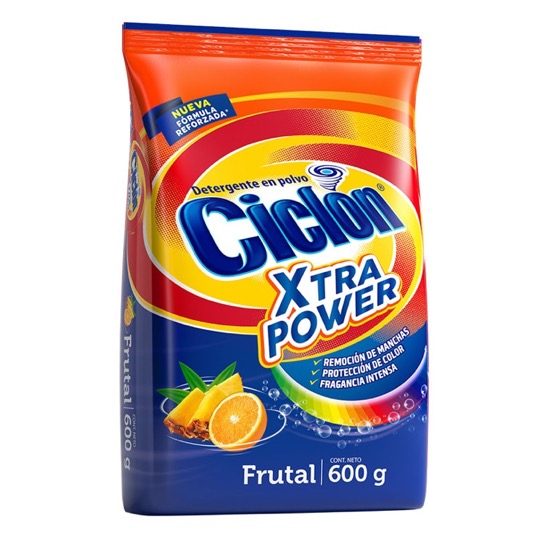 Detergente Ciclon Polvo Xpower Frutal 600 Gr