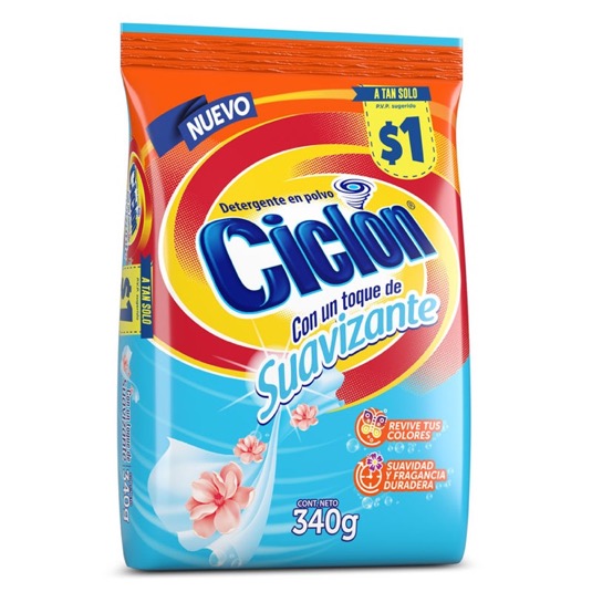 Detergente Ciclon Polvo Toque Suaviz Funda 340 Gr