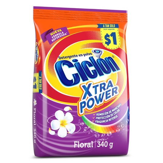 Detergente Ciclon Polvo Xp Floral Funda 340 Gr