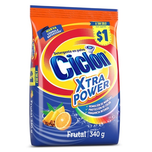 Detergente Ciclon Polvo Xp Frutal Funda 340 Gr
