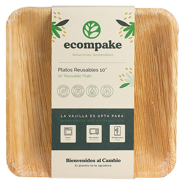 Plato De Hoja Ecompake De Palma Medida 10 Pulg