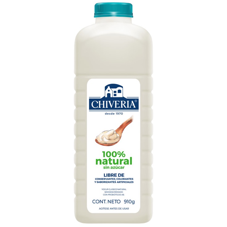 Yogurt Chiveria Natural Semidescr Botella 910 G