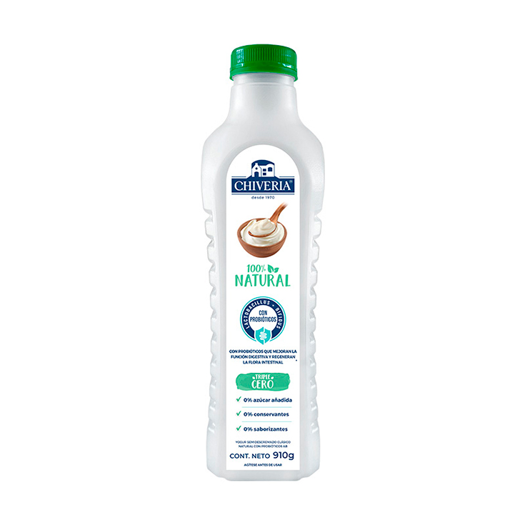 Yogurt Chiveria Natural Semidescr Botella 910 G