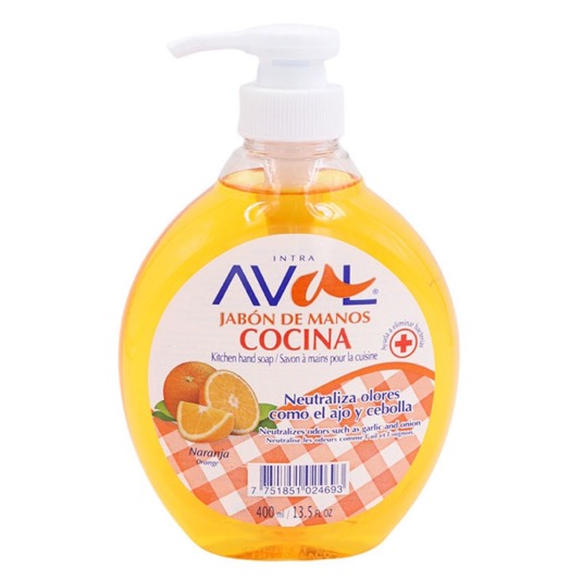 Jabon Liquido Aval De Cocina Aroma Naranja 400 Ml