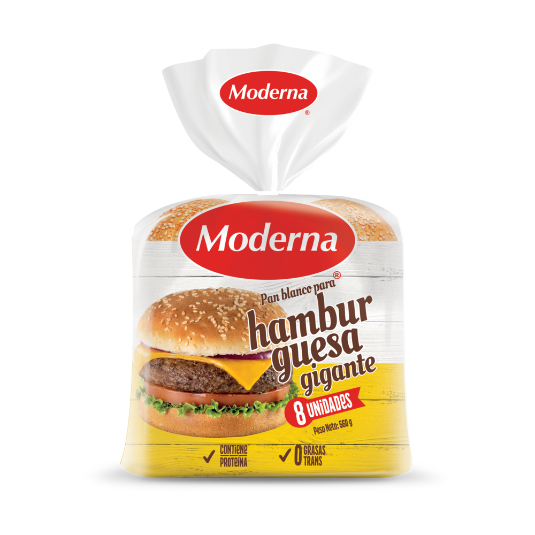 Pan Blanco Moderna Hamburguesa 8Un 520 Gr