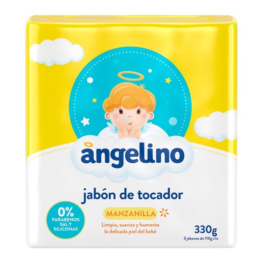 Jabón Tocador Manzanilla Angelino Tripack 330 GR