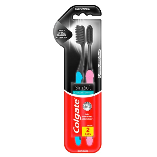 Cepillo Dental Colgate Slim Soft Charcoal 2x1