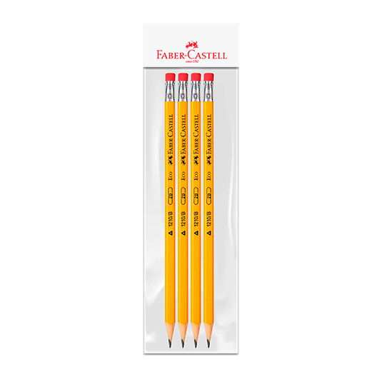 Lapices Grafito Amarillo 2B Faber 4 Unidades