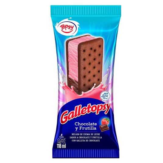 Helado Galleta Choco Frutilla Topsy 118Ml