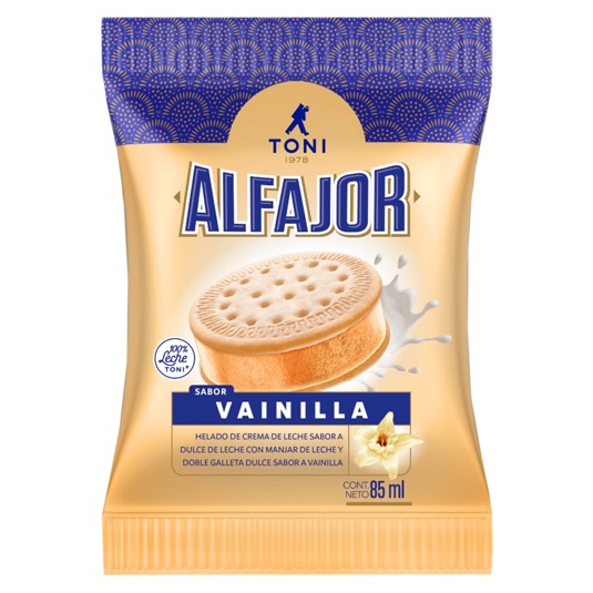 Helado Alfajor Vainilla Toni 85Ml