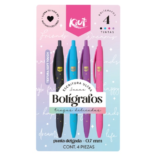 Boligrafos De Colores Kiut X 4 Undades