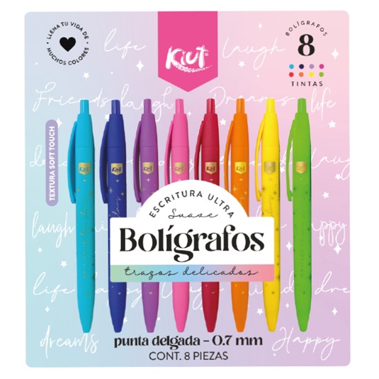 Boligrafos De Colores Kiut X 8 Undades