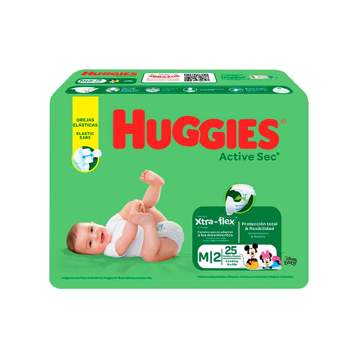 Pañales Huggies Active Sec M