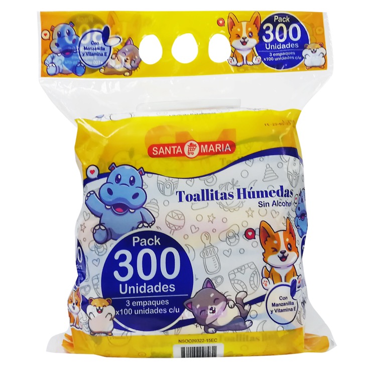 Santa Maria Toallitas Humedas Flowpack Tripack 3X1
