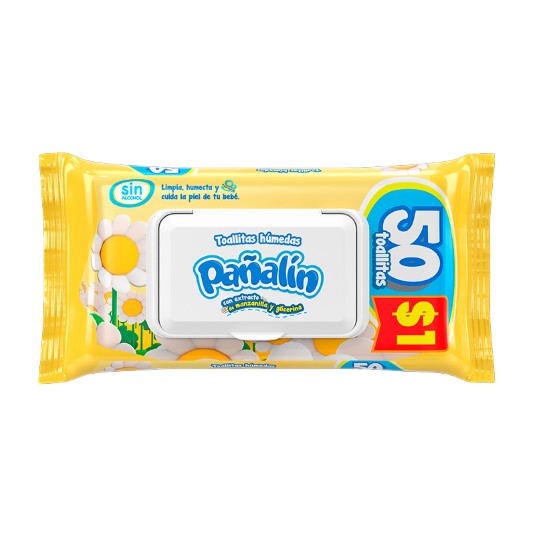 Toallas Húmedas Pañalin Manzanilla Y Glicerina Flowpack X50