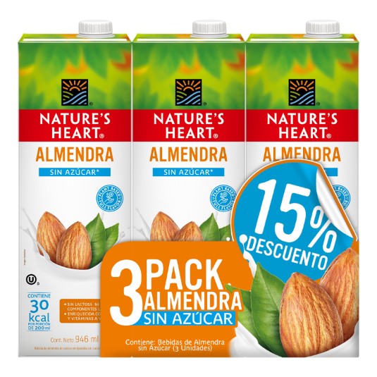 Bebidas Nature´S Heart Almendra Tripack Sin Azucar 946 Ml