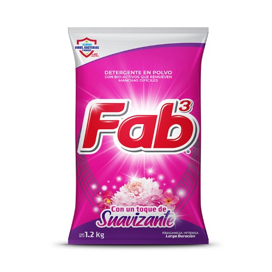 Detergente Fab3 En Polvo Toque Suavizante 1.2 Kg