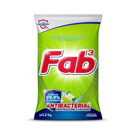 Detergente Fab3 En Polvo Frescura Prolongada 1.2 Kg