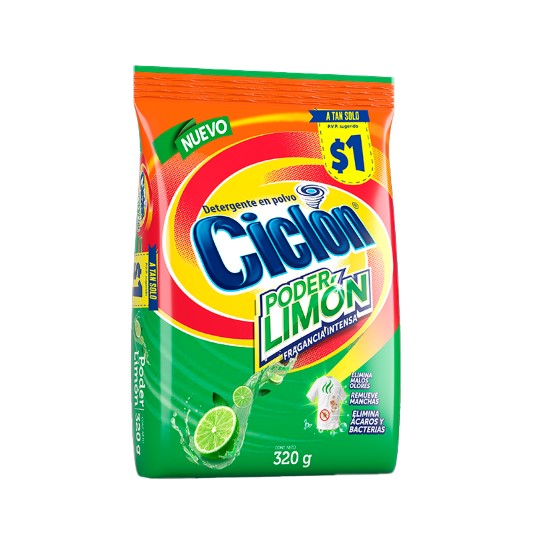 Detergente Ciclon En Polvo Poder Limon 320Gr