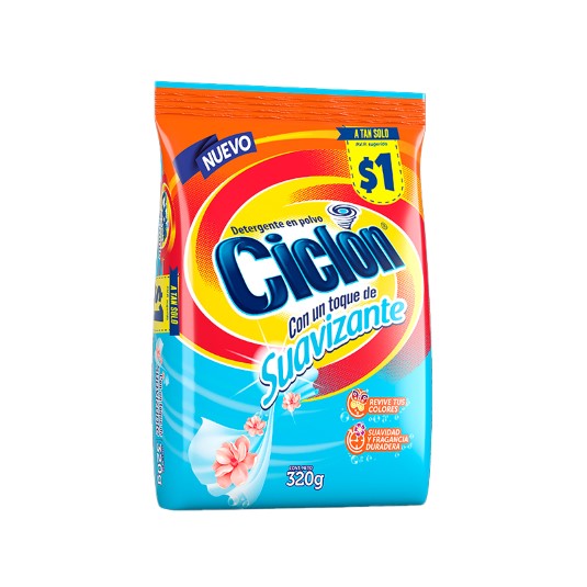 Detergente Ciclon En Polvo Toque Suaviz Funda 320Gr