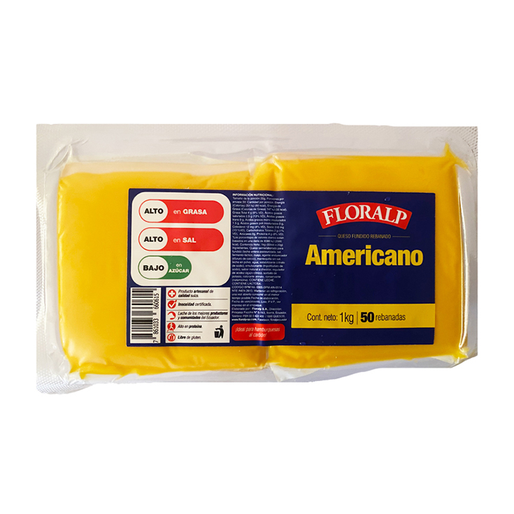 Queso Americano Floralp Bloque Rebanado 1Kg