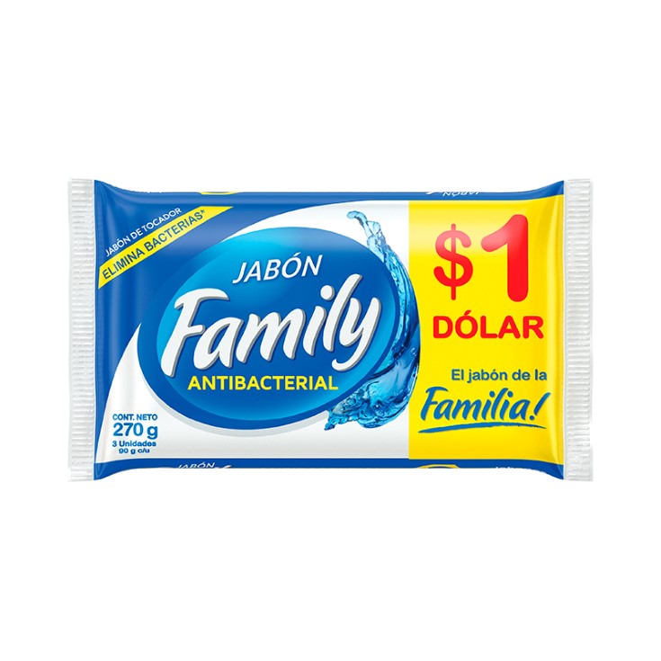 Jabon Family Barra Antibacterial Flowpack 3 Pack 270 Gr Jabon Family Barra Antibacterial Flowpack 3 Pack 270 Gr