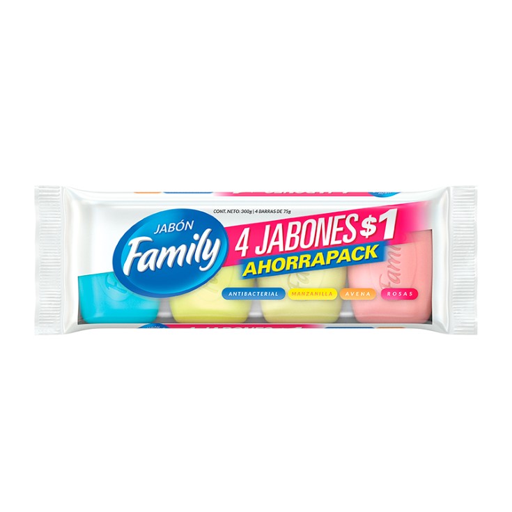 Jabon Family Surtido Flowpack 4 Pack 300 Gr Jabon Family Surtido Flowpack 4 Pack 300 Gr