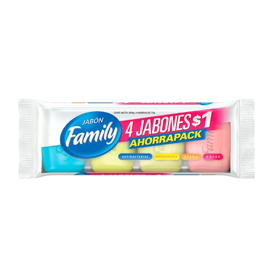 Jabon Family Surtido Flowpack 4 Pack 300 Gr