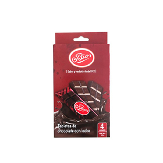 Chocolate Con Leche Bios 4 Unidades X 30 Gr