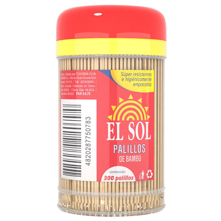 Palillos El Sol De Bambu En Pote 300 Un.