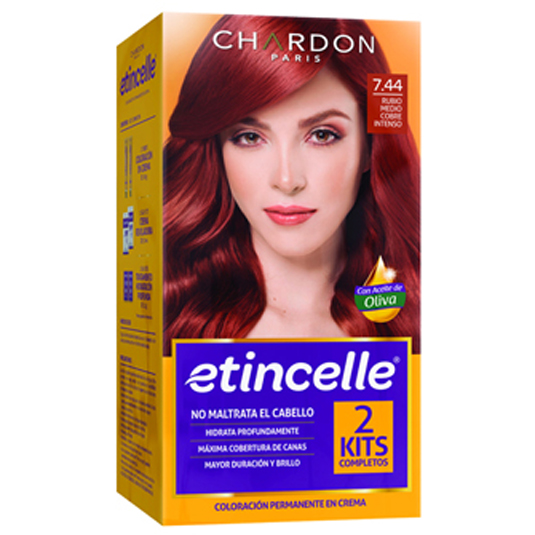 Tinte Etincelle 7.44 Rubio Medio Cobre Intenso 2 Tub x 50G
