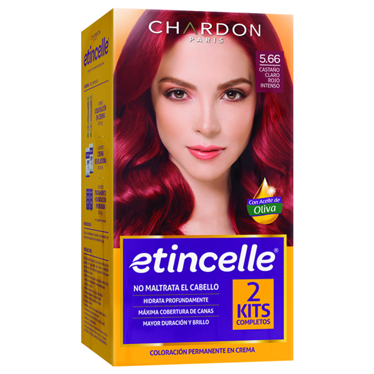 Tinte Etincelle 5.66 Castaño Claro Rojo Intenso 2 Tub x 50G