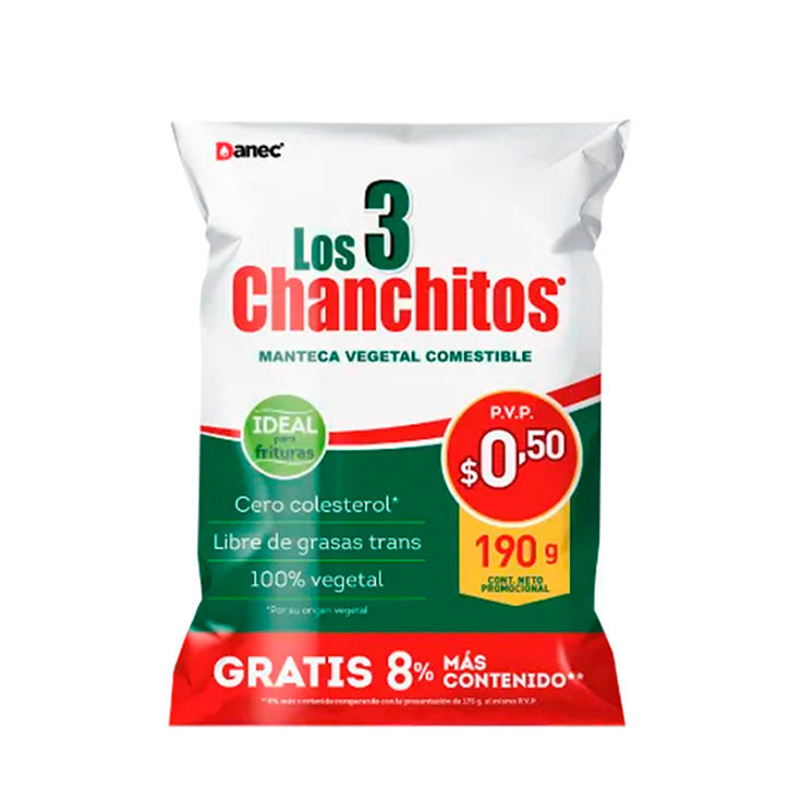 Manteca Vegetal Tres Chanchitos 210Gr