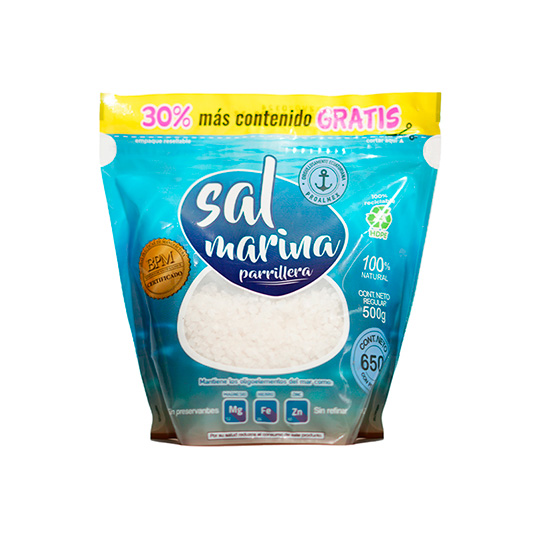 SAL MARINA PARRILLERA EN GRANO DOYPACK PROALMEX 650 GR.