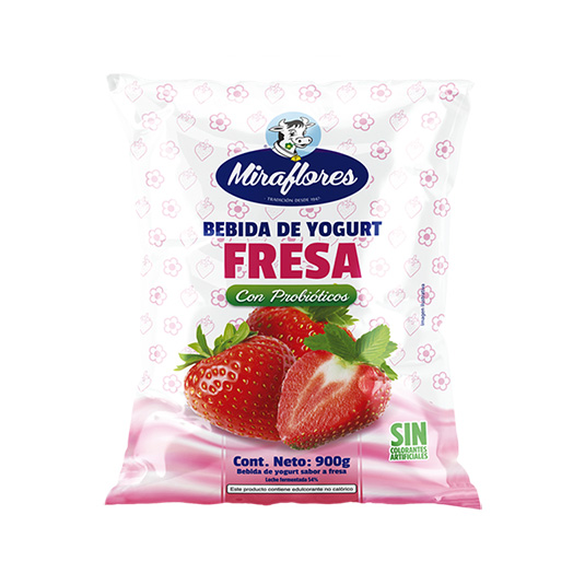 Bebida de Yogurt Miraflores Fresa 900 Gr