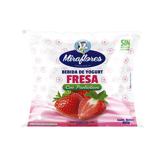 Bebida de Yogurt Miraflores Fresa 450 Gr
